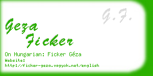 geza ficker business card